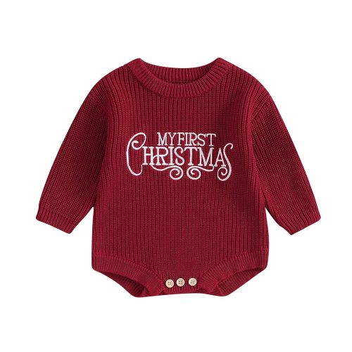 Adobabirl Baby Girl Boy Knitted Sweater Bubble Romper Long Sleeve Jumpsuit Festival Outfit Fall Winter Spring Clothes