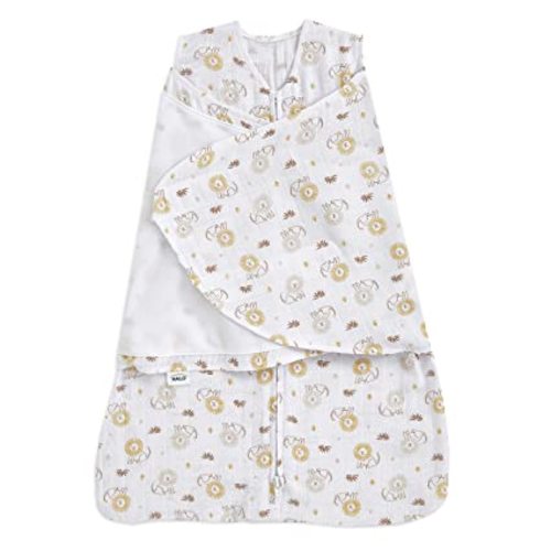 HALO 100% Cotton Muslin Sleepsack Swaddle, 3-Way Adjustable Wearable Blanket, TOG 1.5, Lions, Newborn, 0-3 Months - Newborn (Pack of 1)