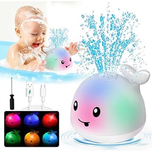 Baby Bath Toys 6-12-18 Months:Light Up Toddla Whale Bath Toy Sprinkler Infant Spraying Whale Bath Toy for Kids Ages 1-3 0-2-4 Water Pool Shower Tub Toys for Toddler 1-3 One Year Old Boys Girls Gifts