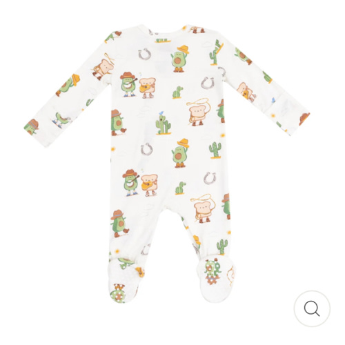 2 Way Zipper Footie - Avocado Toast Western – Angel Dear
