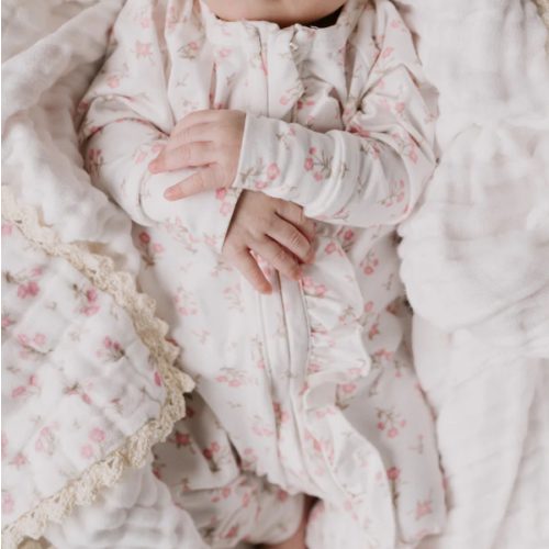 Frill Zip Romper | Paisley Peony – Little and Fern