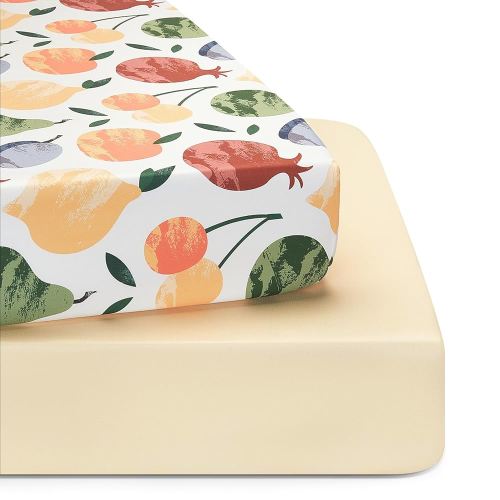 TILLYOU Baby Crib Sheets for Boys Girls, Super Soft Toddler Bed Sheets, 2 Pack Sheets for Standard Crib Mattress 28x52in, Fruit Shadow