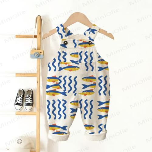 Baby Sardine Print Overalls