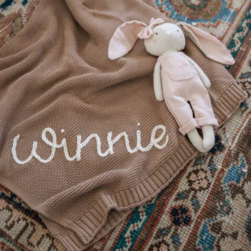 Personalised Knitted Name Blanket – KnittyBaby