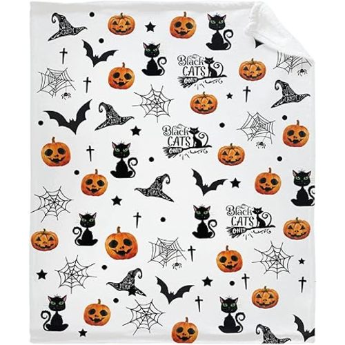 Halloween Pumpkin Bat Baby Blanket Gifts Super Soft Swaddle Newborn Cozy Baby Receiving Blanket Stroller Throw Blanket for Crib 40x30 XSmall for Puppy