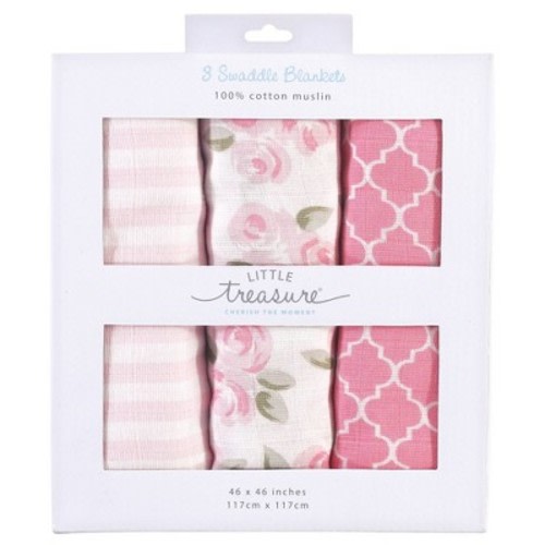 Baby Vision Little Treasure Unisex Cotton Muslin Swaddle Blankets Beyoutiful -  One Size