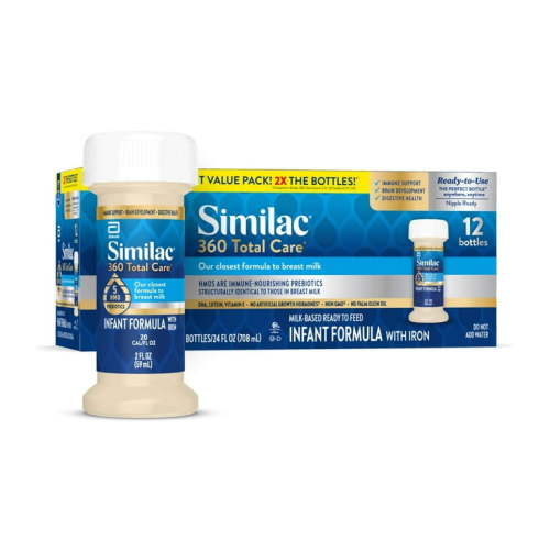 Similac 360 Total Care Ready-to-Feed Baby Formula, 2-fl-oz Bottle, Pack of 12
