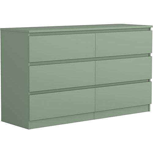 Green Dresser for Bedroom, Modern Large 6 Drawer Dresser with Deep Drawer,Wide Storage Chest of Drawers,TV Stand for Living Room