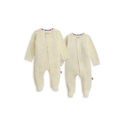 0-3M - Magnetic Me - Unisex Cotton Footie Two-Pack Bundle - Baby