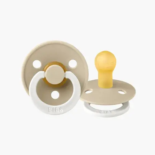 BIBS Colour Round S1 GLOW Dummy - Vanilla 2 Pack | Baby Bunting AU