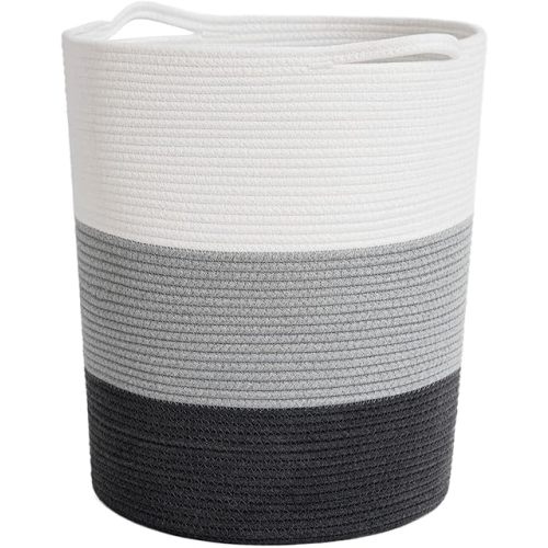 INDRESSME Tall Laundry Basket Woven Baby Hamper and Nursery Hamper, Cotton Rope Toy Baskets with 65L Capacity, Large Storage Baskets for Clothes, Blankets, Toys in Living Room, Bathroom, Bedroom