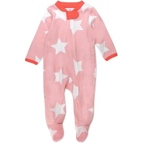 HonestBaby Sleep and Play Footed Pajamas One-Piece Sleeper Jumpsuit Zip-Front Pjs 100% Organic Cotton for Baby Girls