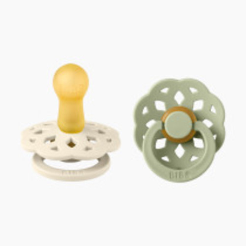 BIBS Boheme Natural Rubber Pacifier (2 Pack) - Ivory / Sage, Size 1
