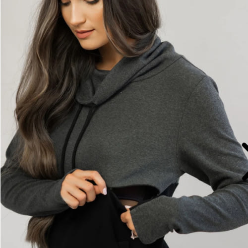 Nursing Sweatshirt Pullover - Colorblock Light Gray