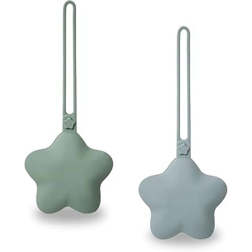 2Pack Silicone Pacifier Case 2Pack- Dishwasher Safe Pacifier Holder Case BPA-Free for Soothers Pacifier Clips Storage for Mum(Blue+Green)