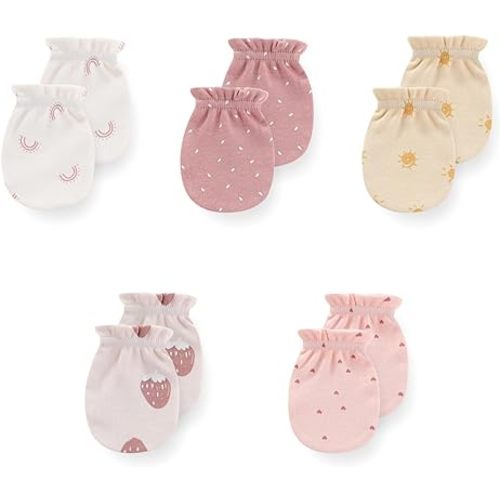 5 Pack Unisex New Born Boy Girls No Scratch Mittens Cotton Soft Baby Gloves Accessory 0-3 Months Baby Essentials