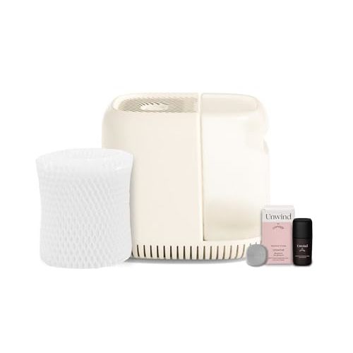 Bedside Humidifier, Cream Humidifier, 36 HR Run Time, 2.5L Capacity - Humidifier, Filter, Power Cord & Adapter
