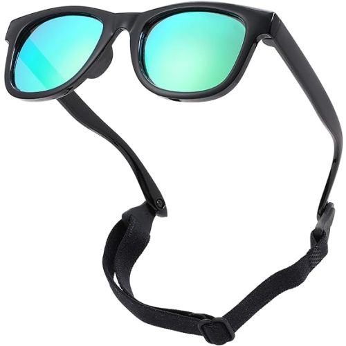 COASION Bendable Flexible Polarized Newborn Baby Sunglasses with Strap for Infant Boys Girls Age 0-12 Months CA8042