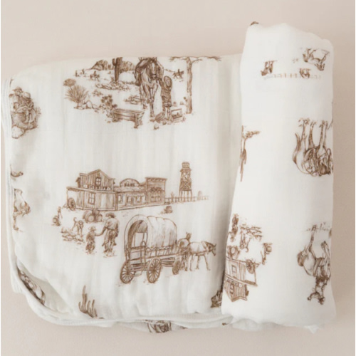 Western Toile Bamboo Baby Blanket