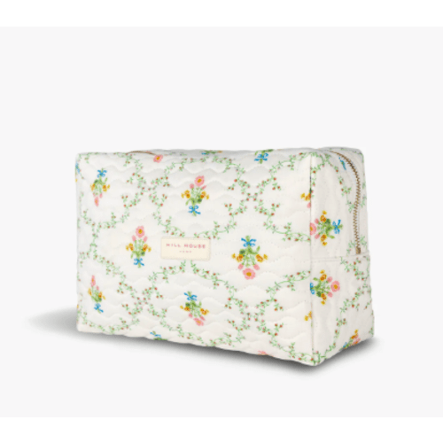 The Quilted Cosmetic Bag - Blue Vine Stripe
