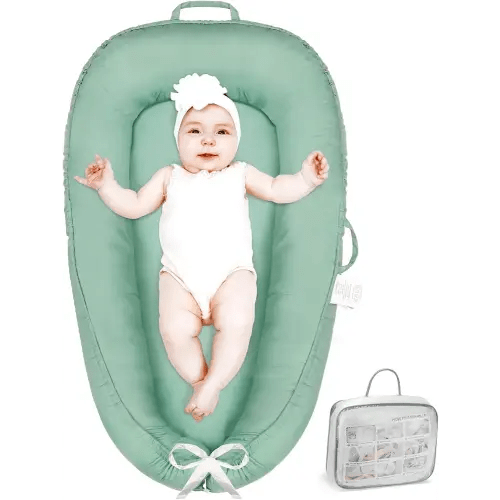 Baby Lounger - Baby Lounger Pillow for Newborn, Breathable & Soft Baby Nest Co Sleeper for Baby 0-24 Months, Portable Infant Lounger Baby Floor Seat for Home and Travel,Green