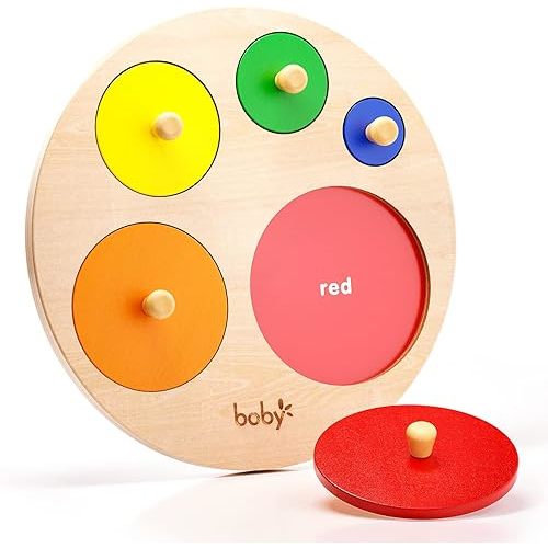 Montessori Multiple Circle Puzzle Board, Knob Wooden Puzzle, Geometric Shape Puzzle Early Education Material Sensorial Toy for Toddler Shape & Color Sorter (Multiple Circle Puzzles)