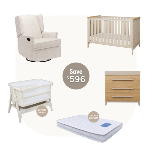 Misha Cot Set with Chelsea in Mushroom & Golden Oak
