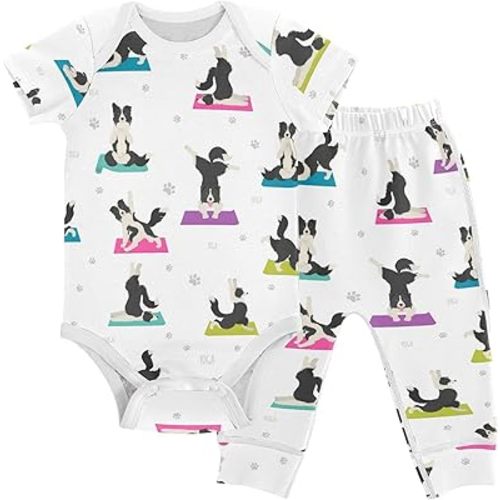 vvfelixl Baby Pants Sets Cute Dogs Puppy Short Sleeve Baby Clothes For Boys Girls 0-24 Months