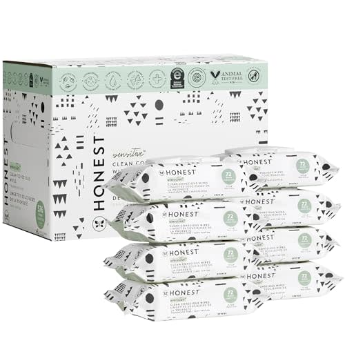 The Honest Company Clean Conscious Multi-Use Wipes | Hypoallergenic + Unscented for Sensitive Skin | Over 99% Water, Compostable, Plant Based, Baby Wipes | Pattern Play, 576 Count
