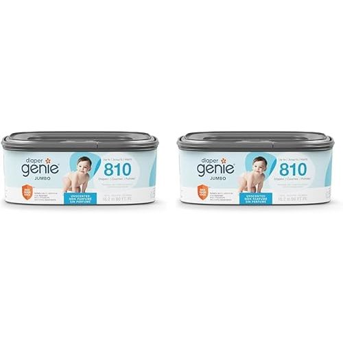 The Diaper Genie Jumbo Square Refill, with Continuous Film, can Hold up to 810 Newborn-Sized Diapers per Refill. (Pack of 2)