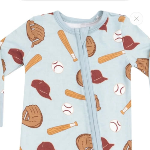 2 Way Zipper Romper - Baseball - Tenth & Pine - zip rompers - Angel Dear