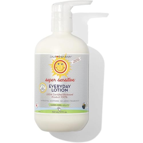 California Baby Super Sensitive Lotion | 100% Plant-Based | Unscented Lotion For Sensitive Skin | Organic Calendula + Aloe Vera | Allergy Friendly | Soothing Baby Face Cream | 562 mL / 19 oz.