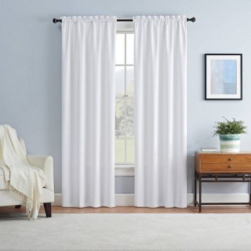 42"x63" Eclipse Blackout Braxton Thermaback Window Curtain Panel White: Thermal Insulated, Modern, Rod Pocket
