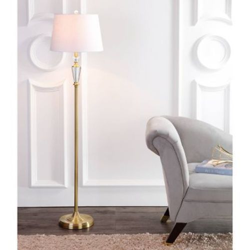 61" Crystal/metal Harper Floor Lamp (includes Led Light Bulb) Gold - Jonathan Y: Elegant Standing Lamp For Living Room, Linen Shade