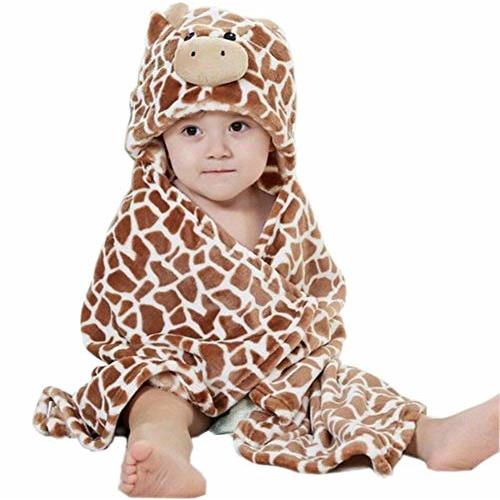 FeelMeStyle Baby Hooded Blanket Animal Fleece Bathrobe for Unisex Baby