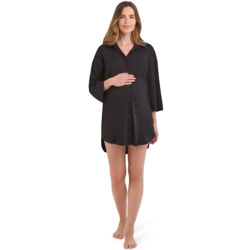 Joyspun Women's Maternity Button-Down Sleep Shirt, Sizes S-XXXL