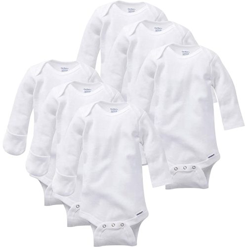 Gerber Baby 6-Pack Long-Sleeve Mitten-Cuff Onesies Bodysuit