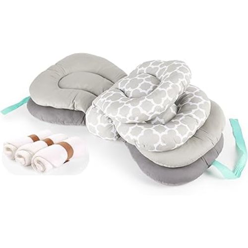 Nursing Pillow for Breastfeeding - Breast Feeding Pillow, Adjustable Baby Feeding Butterfly Style - Support for Mom & Baby, Includes 3 Essential Soft Baby Towels
