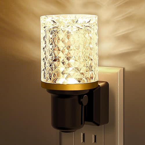 L LOHAS LED Night Light, Dimmable Night Lights Plug into Wall, Automatic Night Lights Plug in with Auto Light Sensor, 0-100LM Adjustable Brightness LED Night Light, for Bedroom Hallway Home Decor - Diamond 3000K