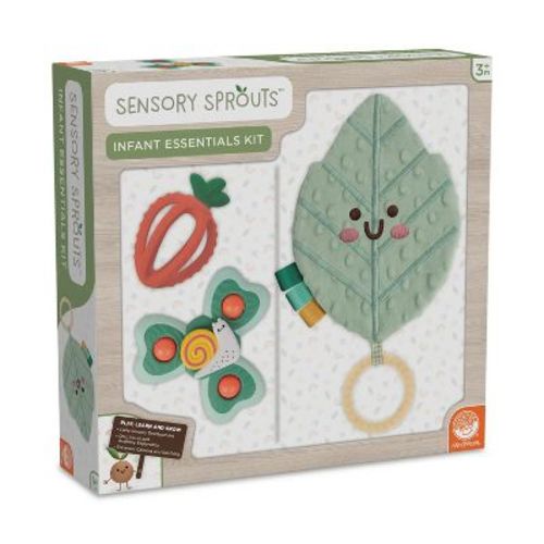 Sensory Sprouts Baby Toy Set for Infants 3+ Months – Teether, Crinkle & Rattle Toys for Tactile Development & Teething Relief