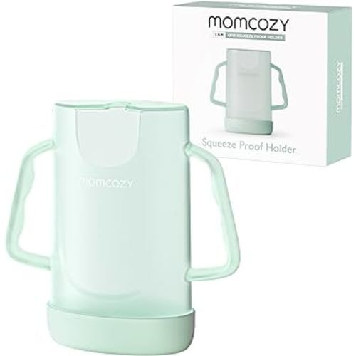 Momcozy Squeeze Pouch Holder for Food Pouches and Drink Boxes, Baby Pouch Holder Allows Baby to Self-Feed and Avoid Messes, Baby Food Pouch Holder Handle is Easy to Grip, Comfortable, Green