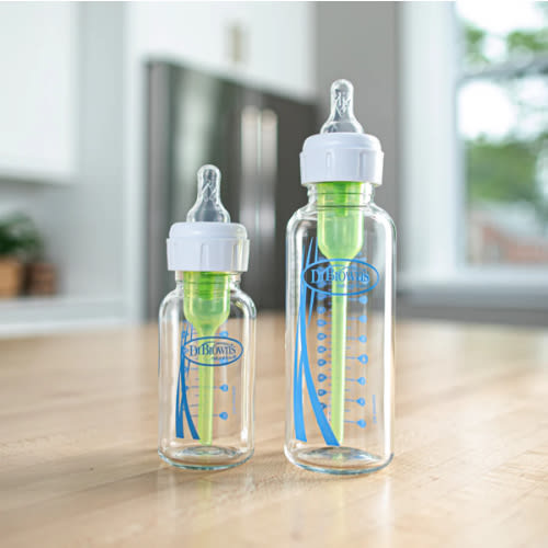 Dr. Brown’s Natural Flow® Anti-Colic Options+™ Narrow Glass Baby Bottle, with Level 1 Slow Flow Nipple
