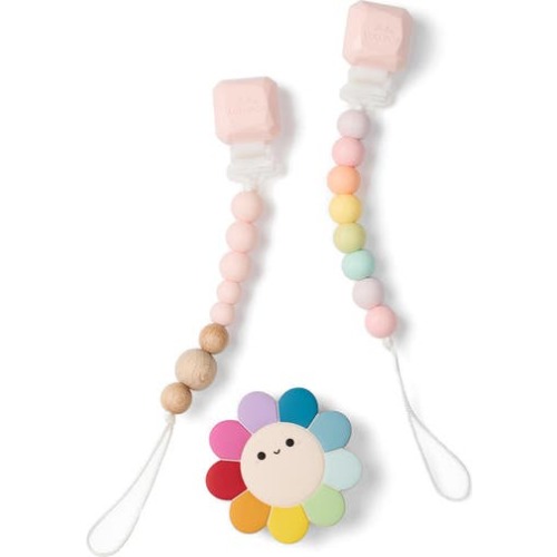 Silicone Teether & Pacifier Clips Set