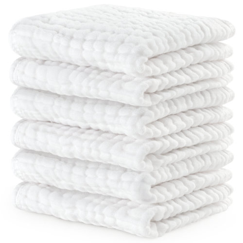 Comfy Cubs Muslin Baby Washcloths - Soft 6-Layer Cotton Wash Cloths for Sensitive Skin - 10"x10" Large, Gentle, Absorbent Infant Essentials & Reviews | Wayfair