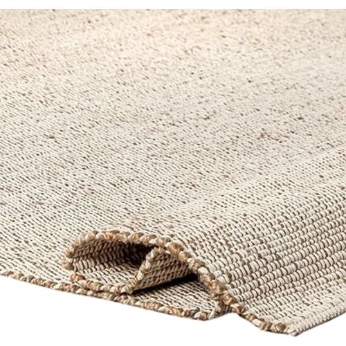 S & L Homes Jute Cotton Hand Woven Natural Farmhouse Area Rug for Living Room - Rustic Vintage Bohemian Décor - (5' x 8' Natural)