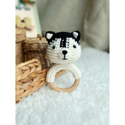 Crochet Rattle, Cute Husky Rattle, Husky Toy,  Baby Shower Gift, Christening Gift, New Baby Gift, New Mom Gift, husky dog rattle