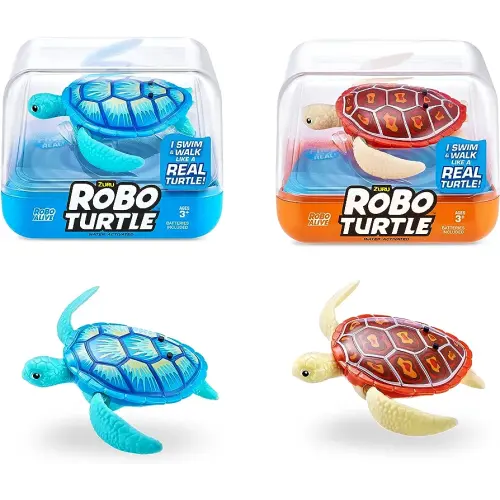 ROBO ALIVE Robo Turtle Robotic Swimming Turtle (Orange + Blue) by ZURU Water Activated, Comes with Batteries, Amazon Exclusive (2 Pack)
