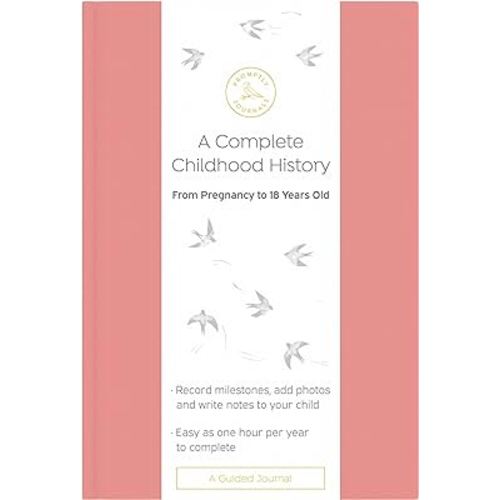Promptly Journals, A Complete Childhood History: From Pregnancy to 18 Years Old (Dusty Rose, Pink, Linen) | Baby Book and Pregnancy Journal | Baby Memory Book