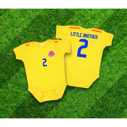 Baby soccer Colombia themed jersey bodysuit. Personalization available