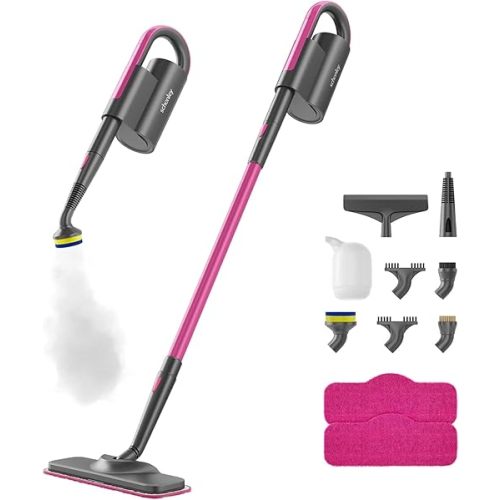 Schenley Steam Mop Cleaner with Detachable Handheld Steamer for Cleaning Hardwood, Laminate Floor, Tiles and Grout, with 7-in-1 Multi-purpose Accessories and Washable Microfiber Pads